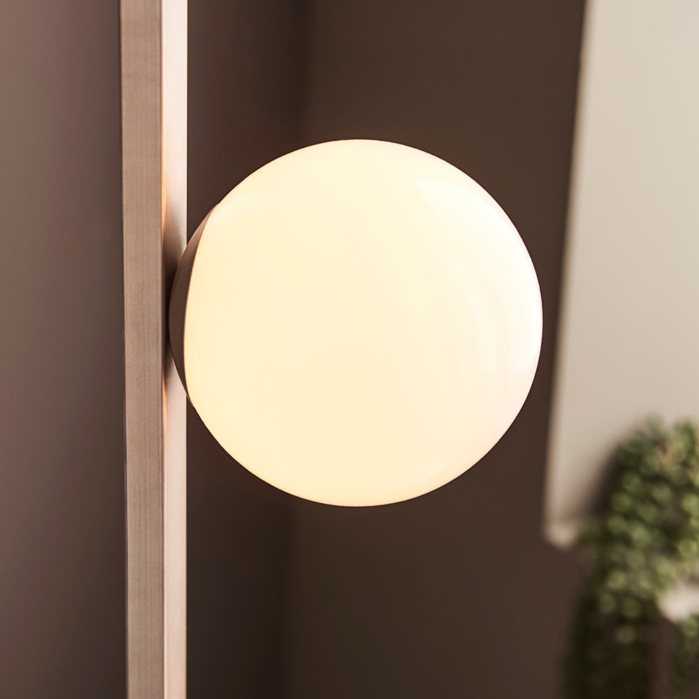 Geometric Brushed Silver & Opal Glass Floor Lamp - ID 11116