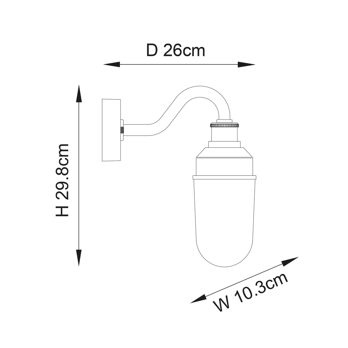 Textured Black Curved Arm Wall Light With Clear Glass - ID 12496