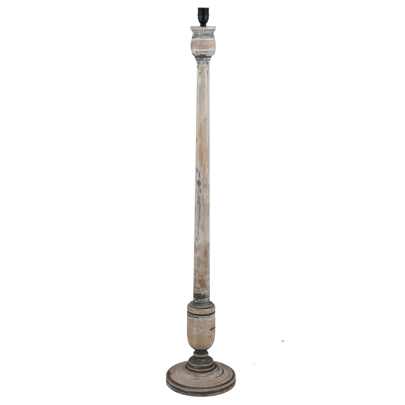Grey & White Wash Mango Wood Floor Lamp - ID 9835