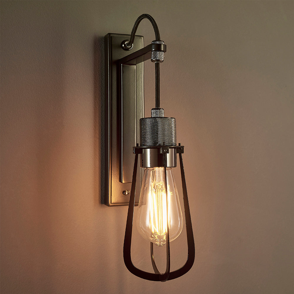 Black Chrome Knurled Wall Light - ID 11003