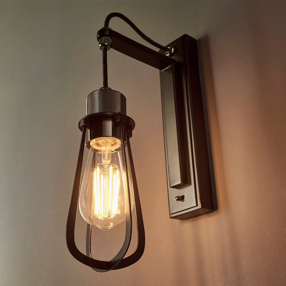 Black Chrome Knurled Wall Light - ID 11003