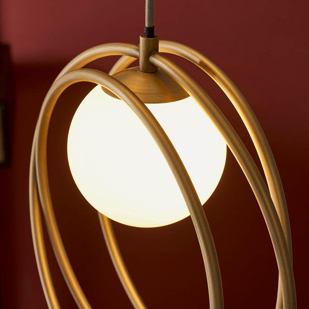 Brushed Gold & Opal Glass Three Lamp Multiple Drop Pendant - ID 11151
