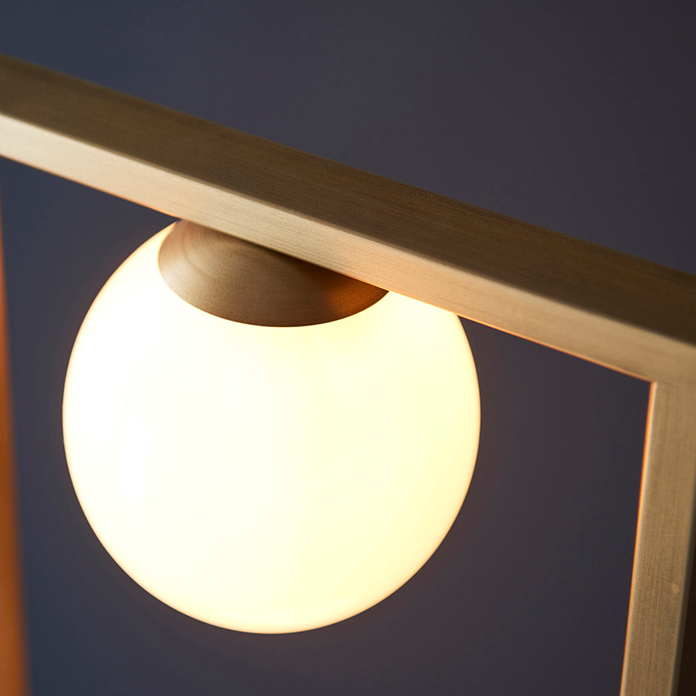 Geometric Brushed Gold & Opal Glass Floor Lamp - ID 11114