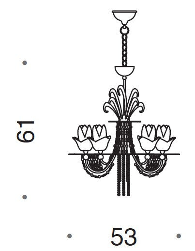 Exotic 5 Light Murano Glass Chandelier