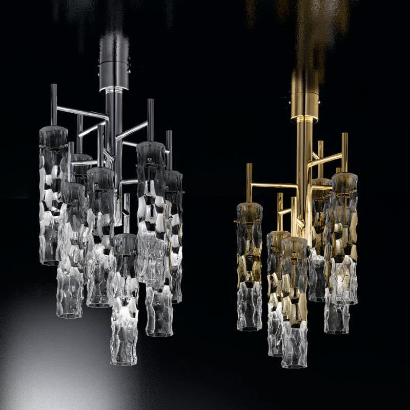 Becton Murano Glass 8 Light Semi Flush Chandelier - ID 8049