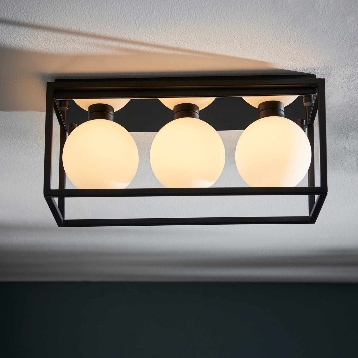 Angular Framed Linear IP44 Semi-Flush Ceiling Light - ID 11669