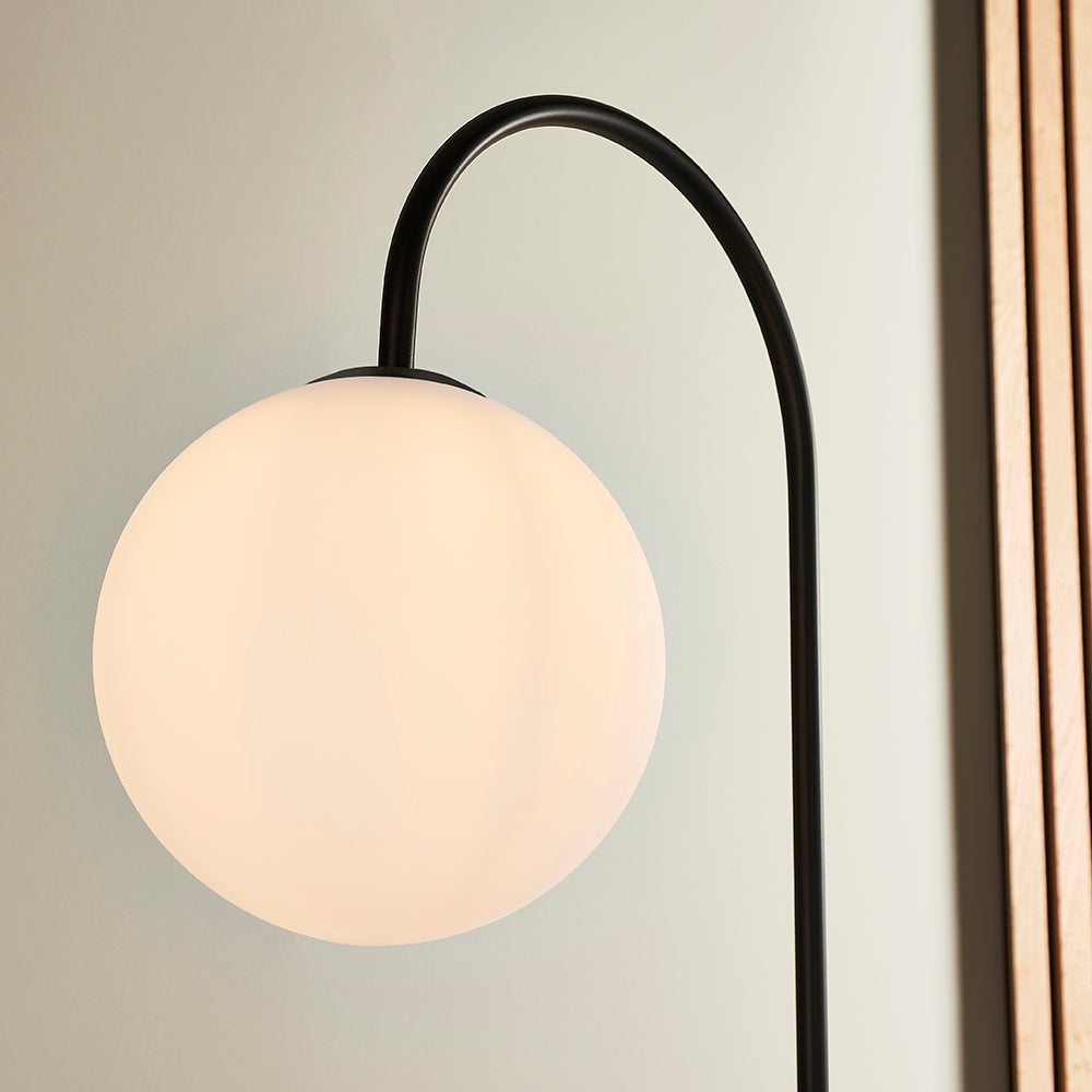 Satin Black Floor Lamp With Shelf - ID 11024