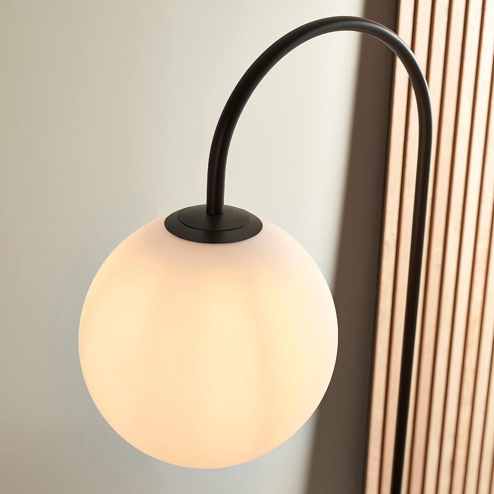Satin Black Floor Lamp With Shelf - ID 11024