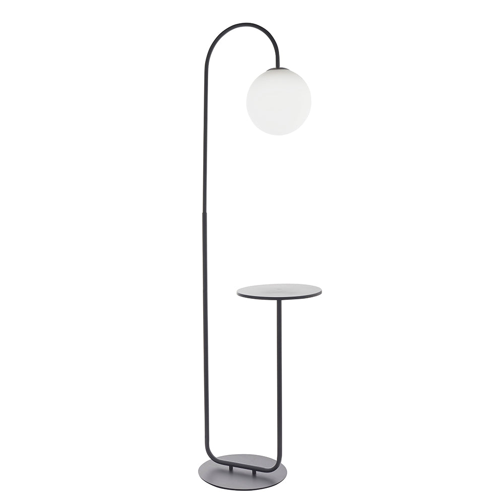 Satin Black Floor Lamp With Shelf - ID 11024