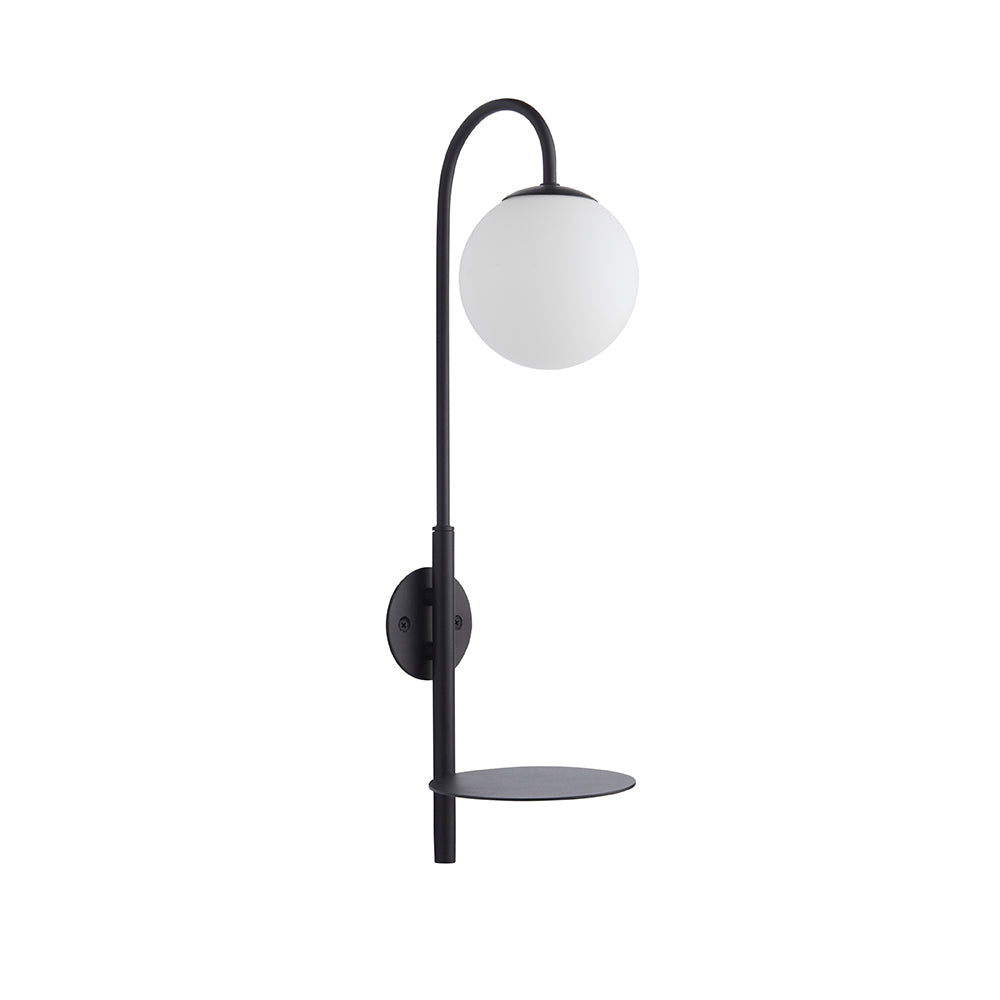Satin Black Wall Light With Shelf - ID 11025