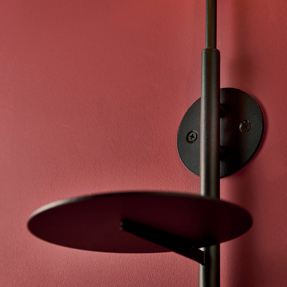 Satin Black Wall Light With Shelf - ID 11025