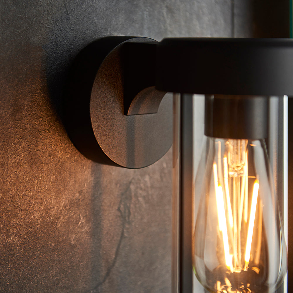 Die Cast IP44 Wall Light In Brushed Bronze With Clear Glass - ID 11076