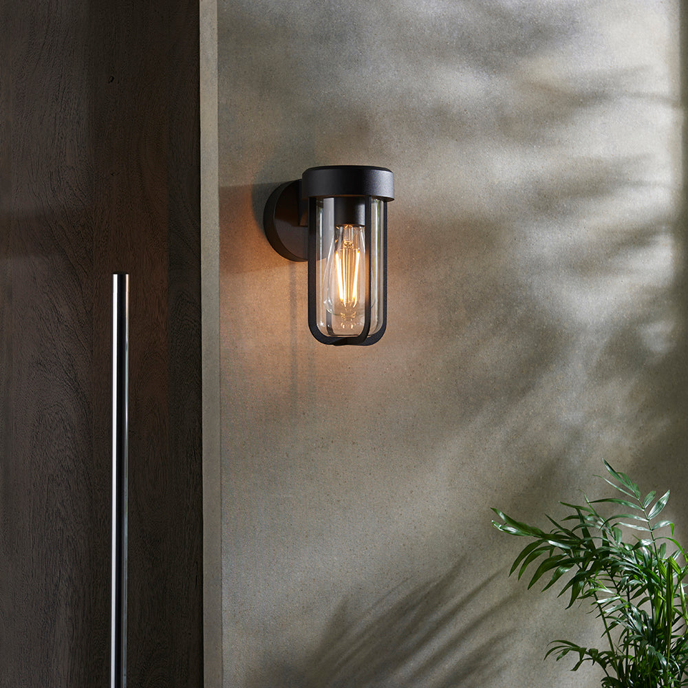 Die Cast IP44 Wall Light In Brushed Bronze With Clear Glass - ID 11076