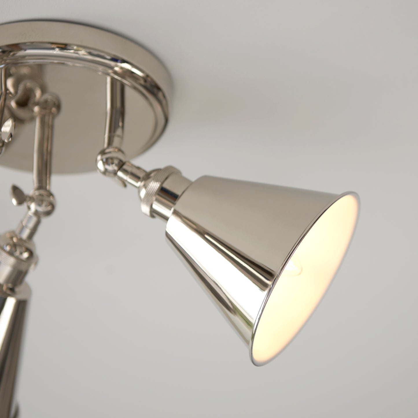 Bright Nickel Plated Three Lamp Adjustable Spotlight - ID 11691