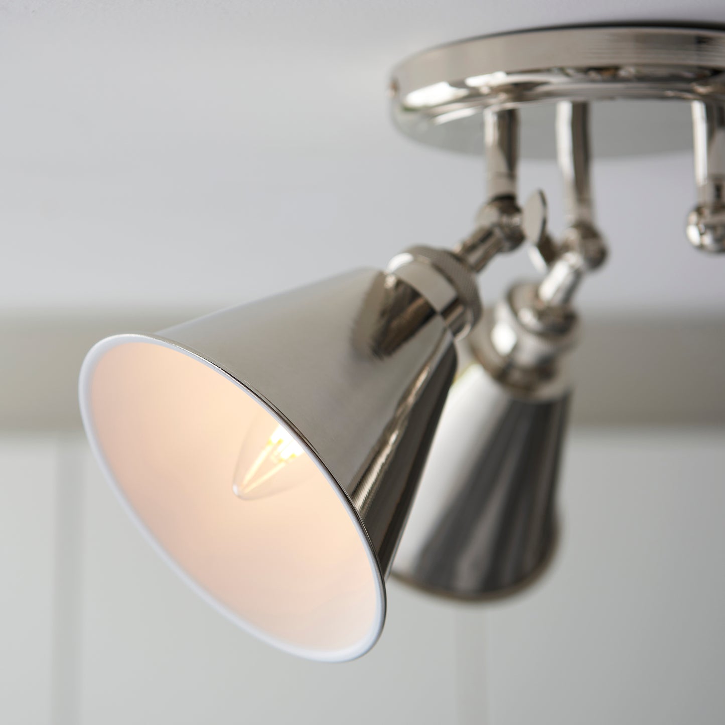 Bright Nickel Plated Three Lamp Adjustable Spotlight - ID 11691