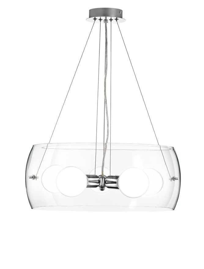 CHI Chrome Aluminium & Clear Glass Pendant Large - ID 11577