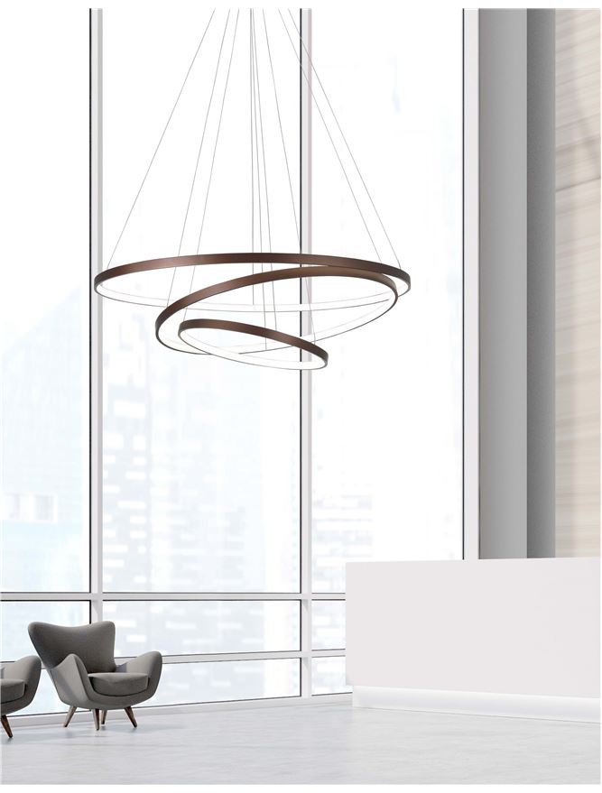 Coffee Brown Aluminium & Acrylic Adjustable Dimmable Hoop Light - ID 9278