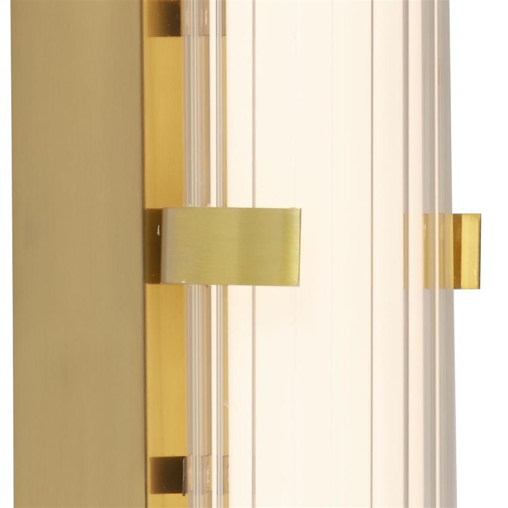 CLA Medium Ribbed Opal Glass Bathroom Rated Wall Light With Gold Detailing - ID 12467
