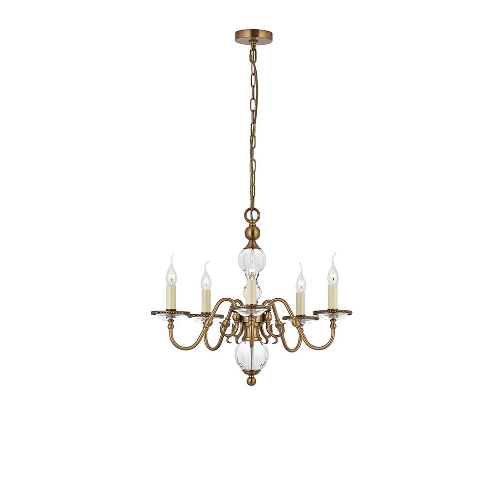 Hampton 5 Arm Chandelier In Antique Brass - ID 8732