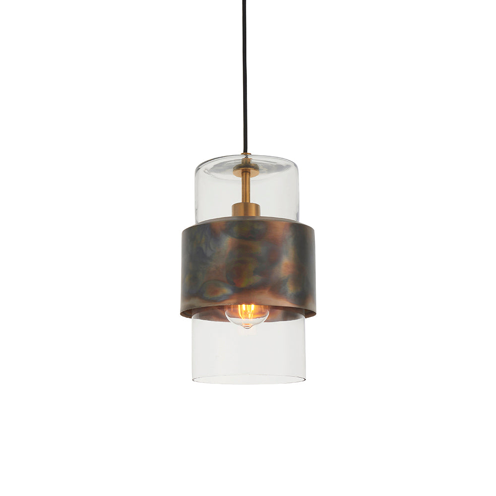 Bronze Patina & Clear Glass Single Pendant - ID 11107