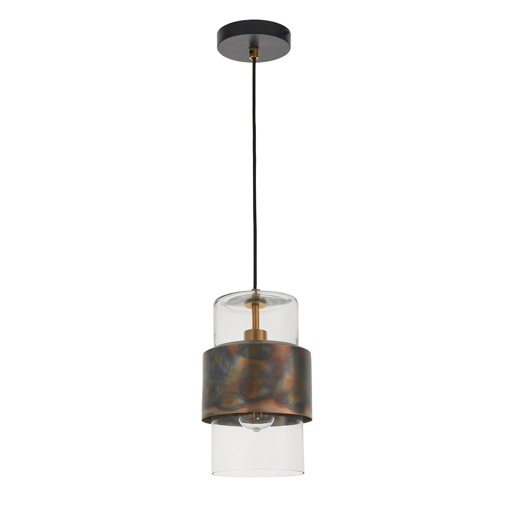 Bronze Patina & Clear Glass Single Pendant - ID 11107