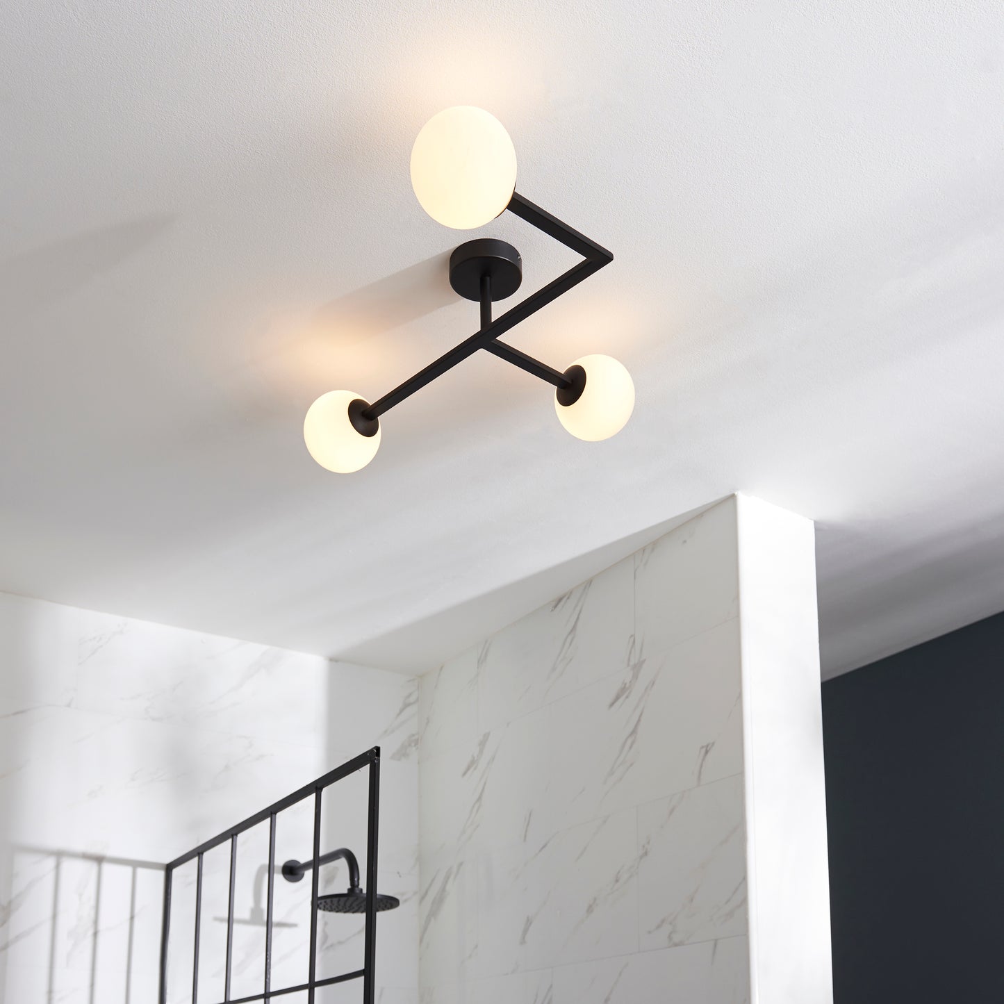 Contemporary Bathroom Matt Black Angled Ceiling Light - ID 11676