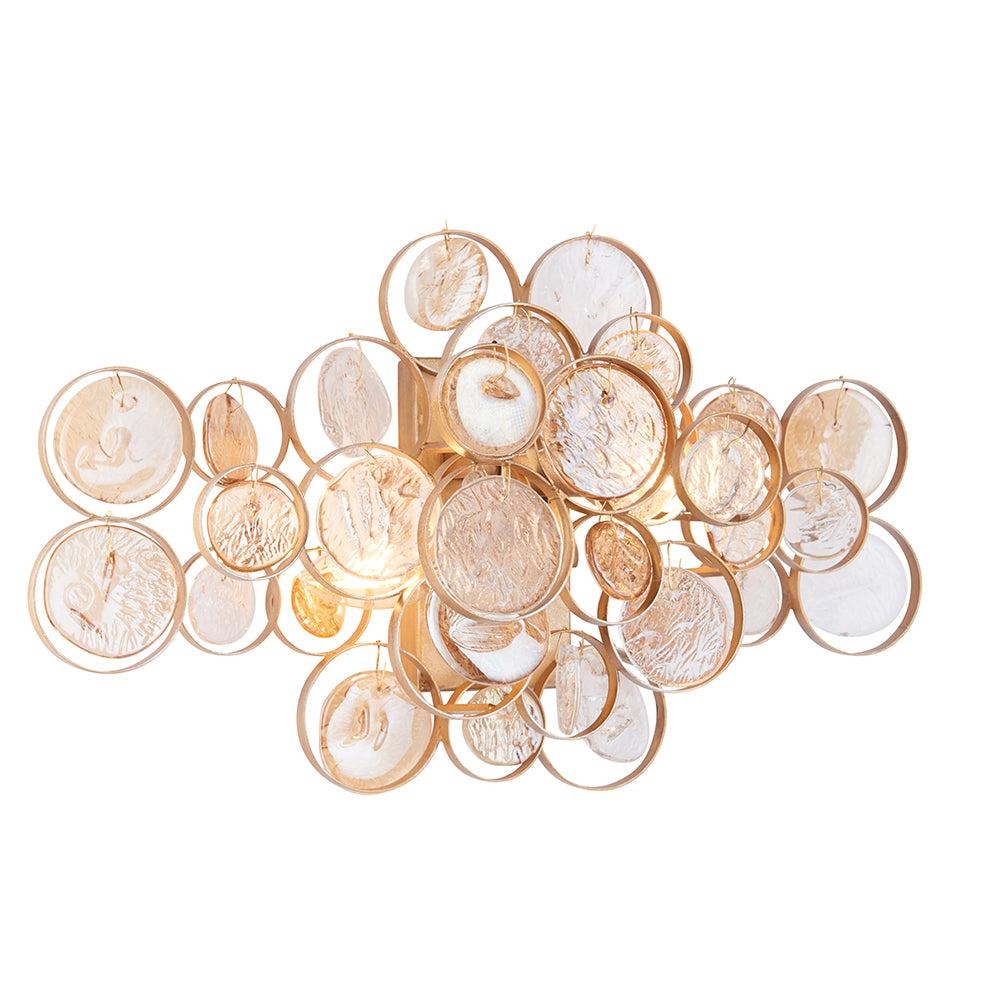 Antique Gold Wall Light With Clear And Amber Glass Details - ID 11119