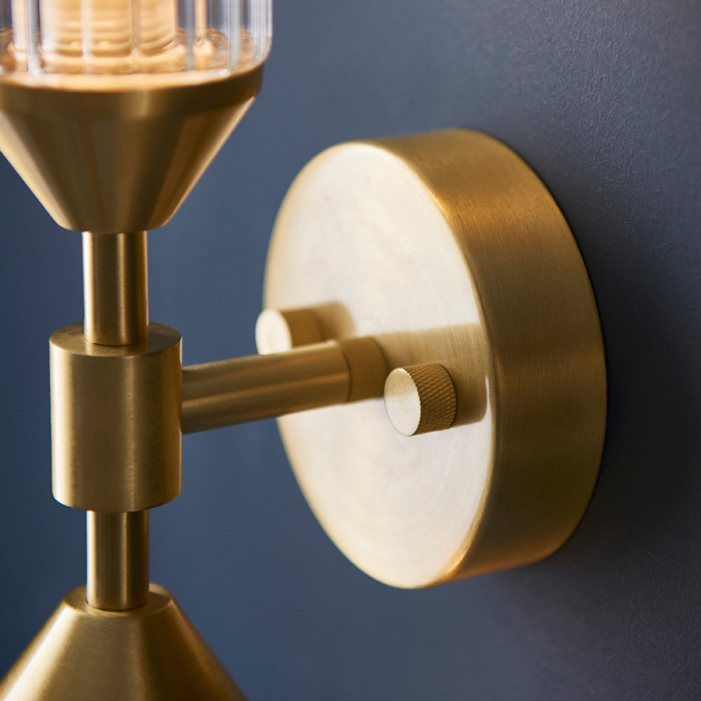 Frosted Glass & Satin Brass Two Lamp Wall Light - ID 11009