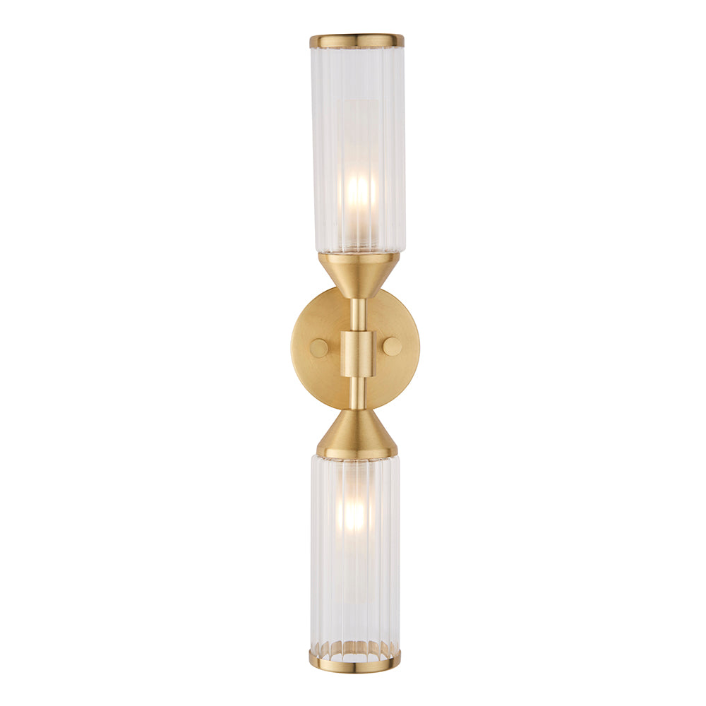 Frosted Glass & Satin Brass Two Lamp Wall Light - ID 11009