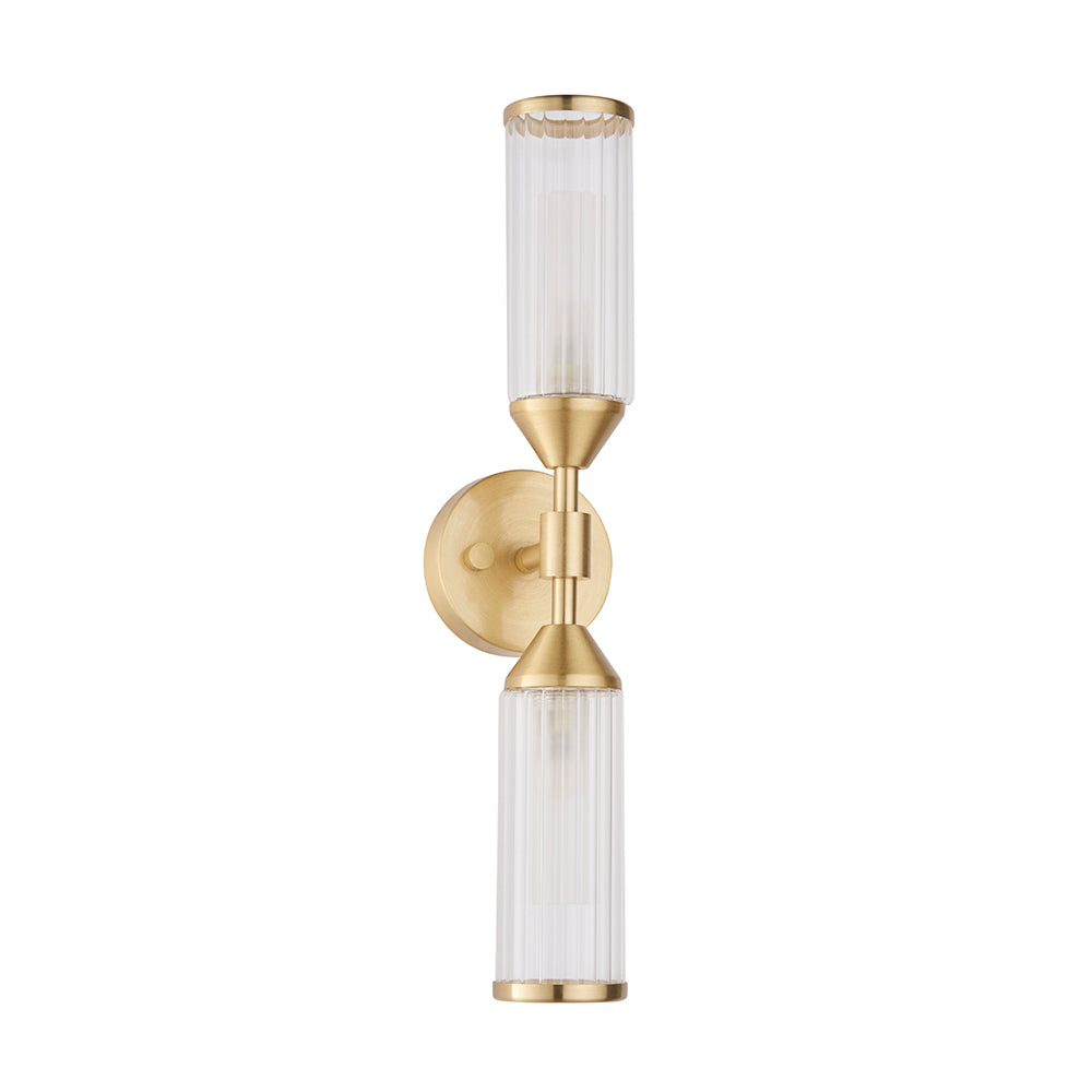 Frosted Glass & Satin Brass Two Lamp Wall Light - ID 11009