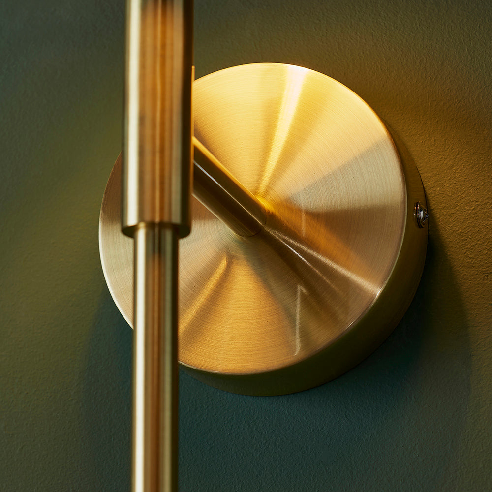 Satin Brass Plated Slimline Wall Light With White Fabric Shade - ID 11131