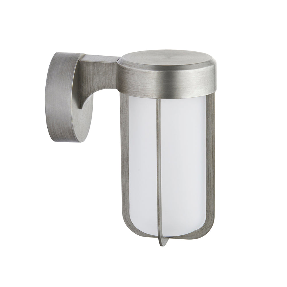 Die Cast IP44 LED Wall Light In Brushed Silver With Opal Glass - ID 11070 - LOW STOCK, PLEASE CALL
