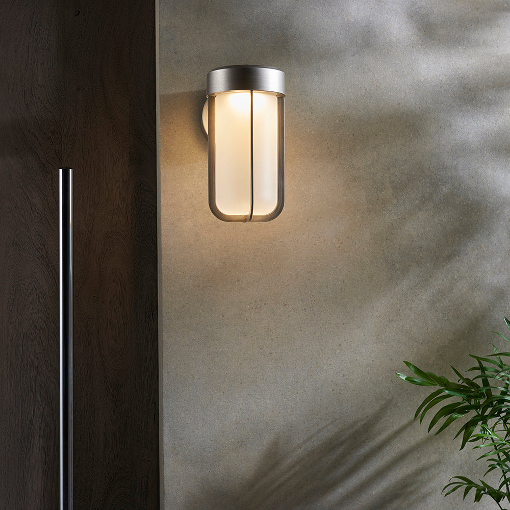 Die Cast IP44 LED Wall Light In Brushed Silver With Opal Glass - ID 11070 - LOW STOCK, PLEASE CALL