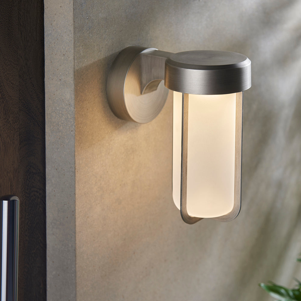 Die Cast IP44 LED Wall Light In Brushed Silver With Opal Glass - ID 11070 - LOW STOCK, PLEASE CALL
