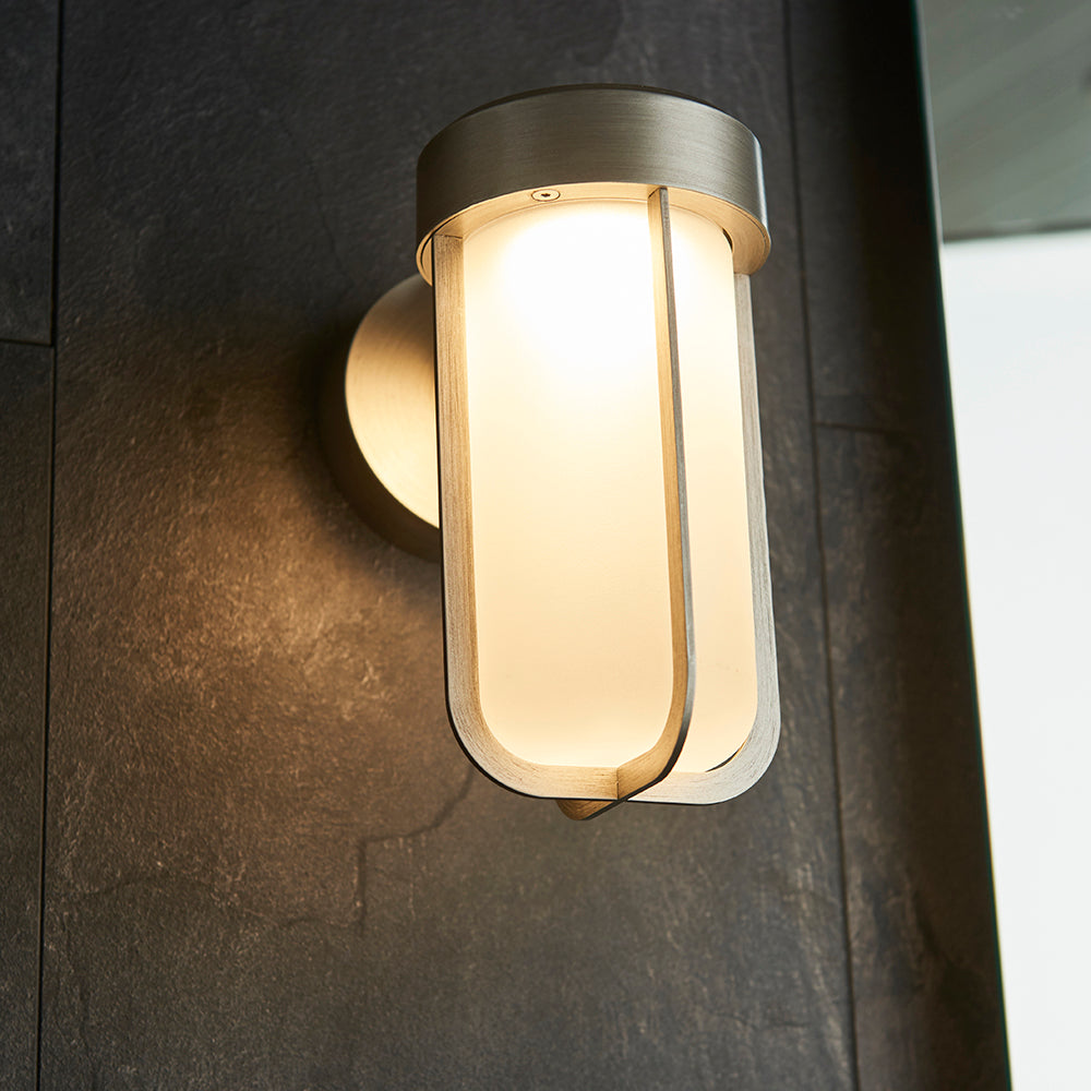Die Cast IP44 LED Wall Light In Brushed Silver With Opal Glass - ID 11070 - LOW STOCK, PLEASE CALL