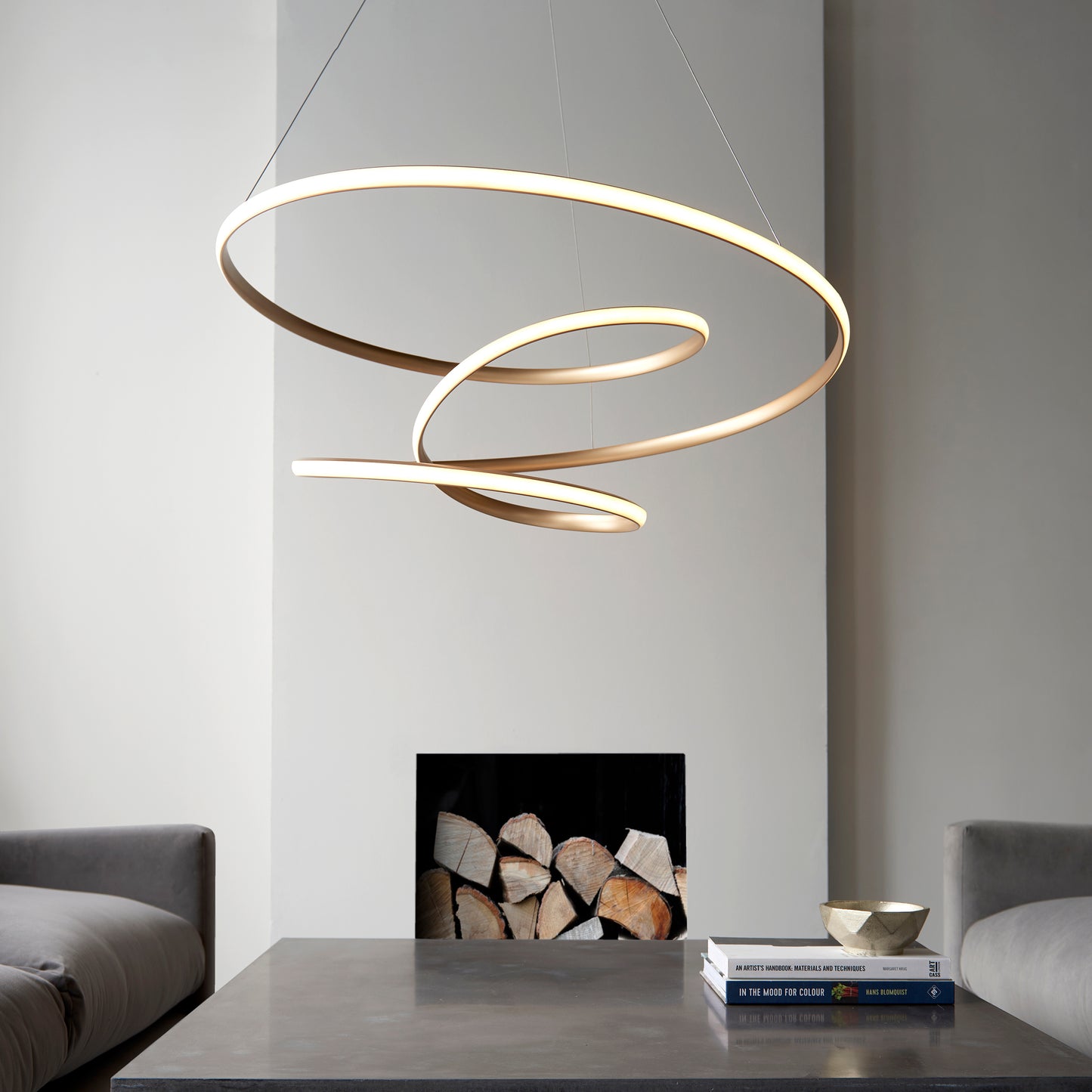 Satin Gold Large LED Loop Pendant ID 11653