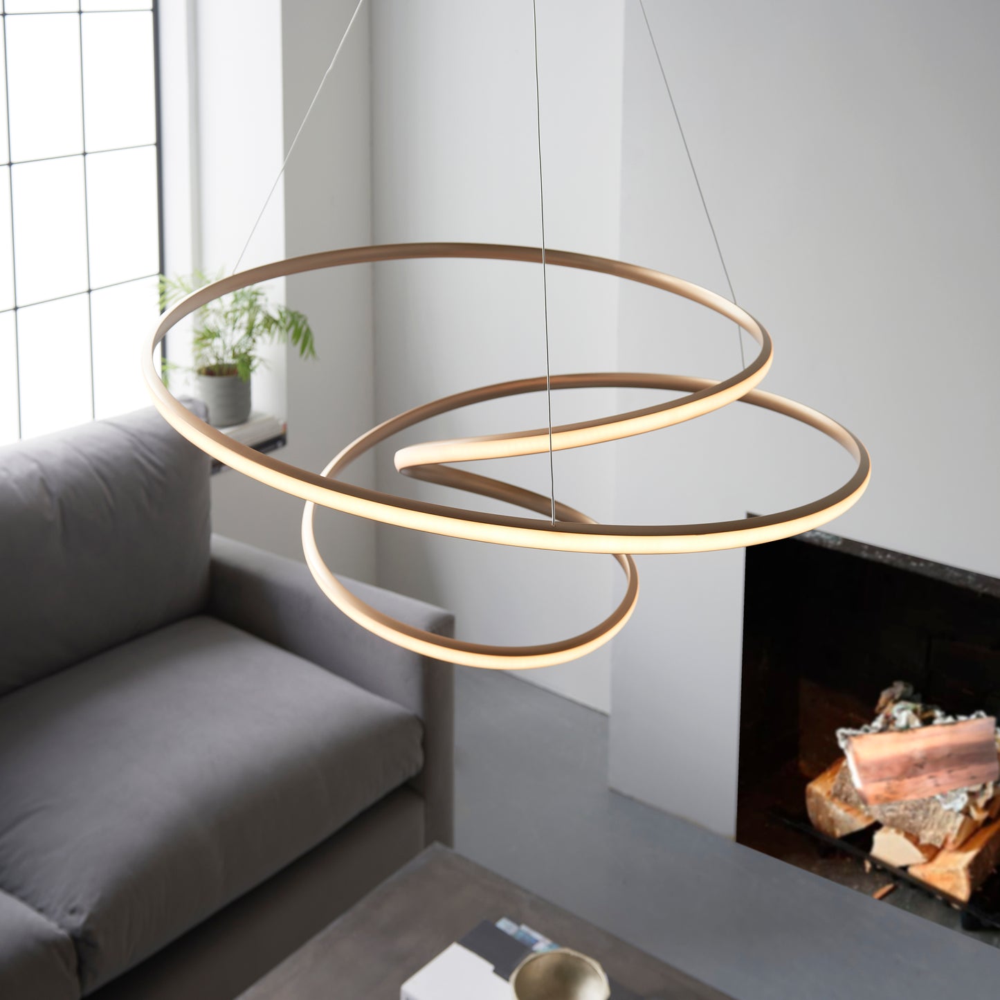 Satin Gold Large LED Loop Pendant ID 11653