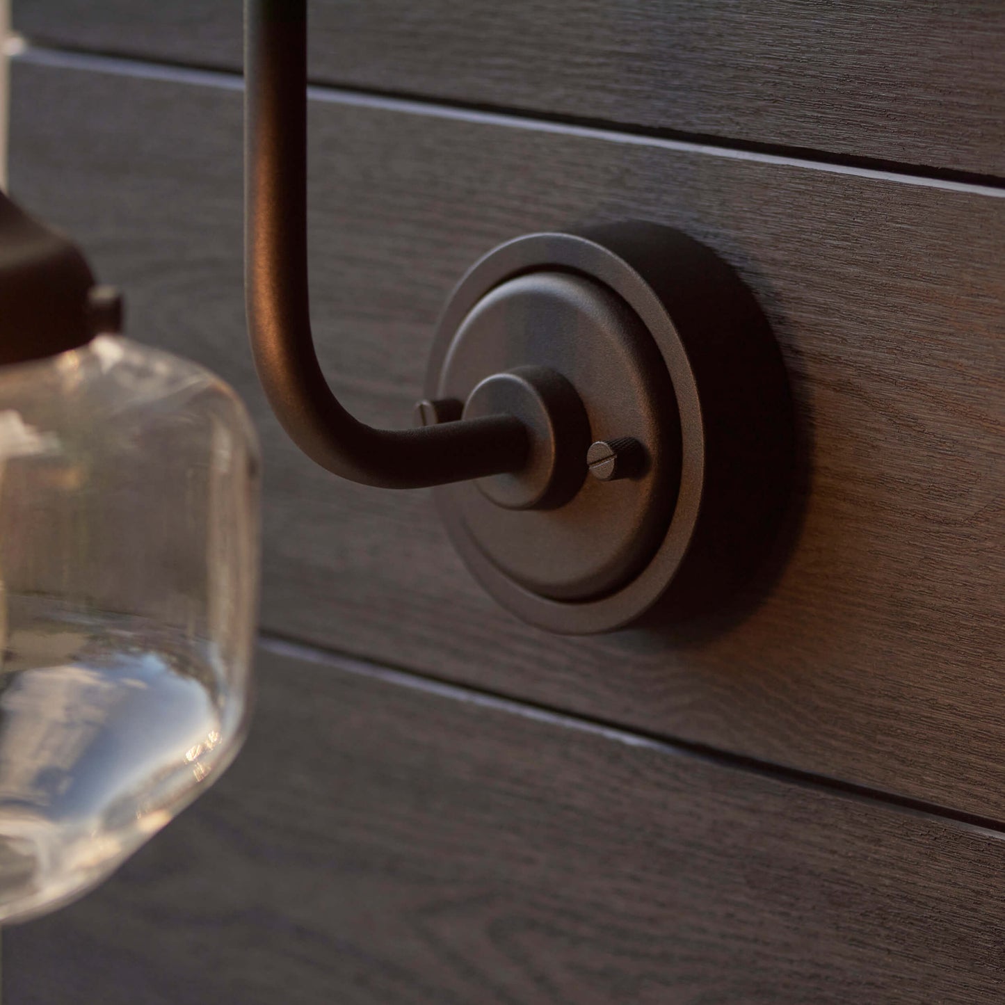 Textured Black With Swan Neck Wall Light With Clear Glass Shade - ID 12499