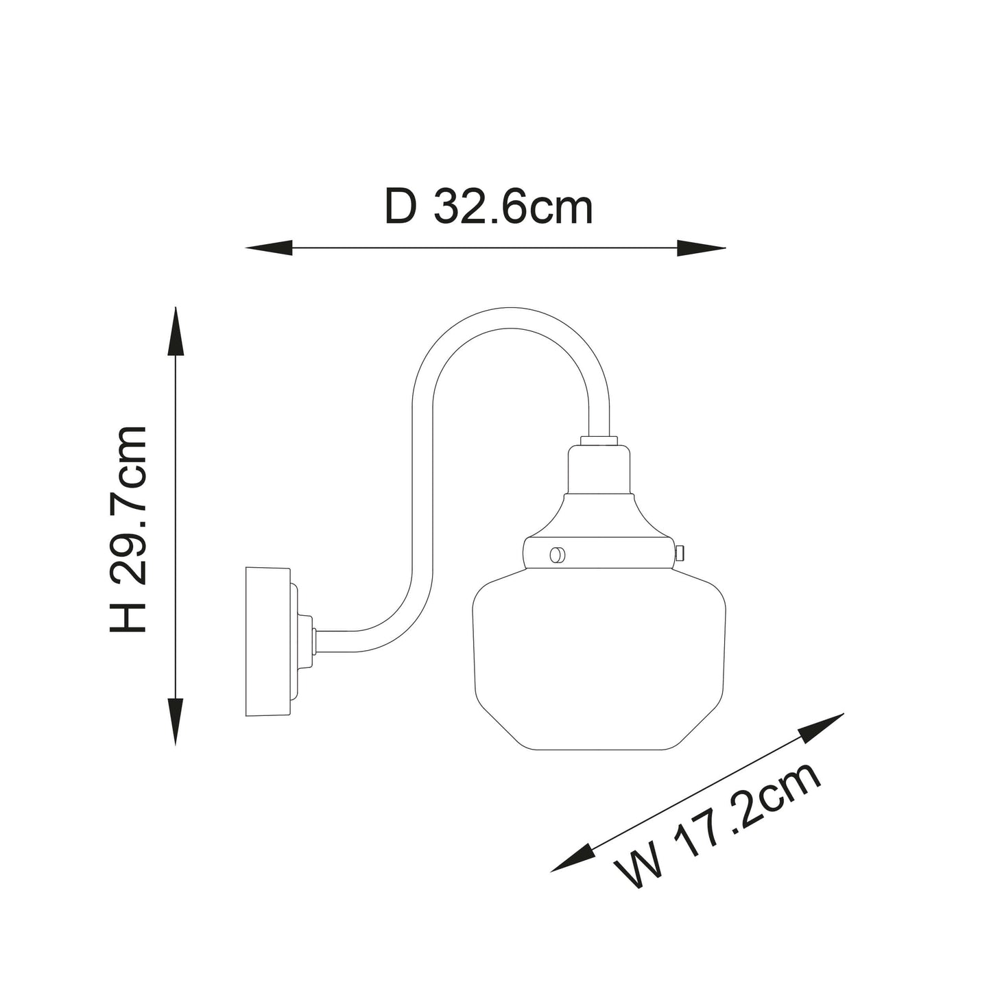 Textured Black With Swan Neck Wall Light With Clear Glass Shade - ID 12499