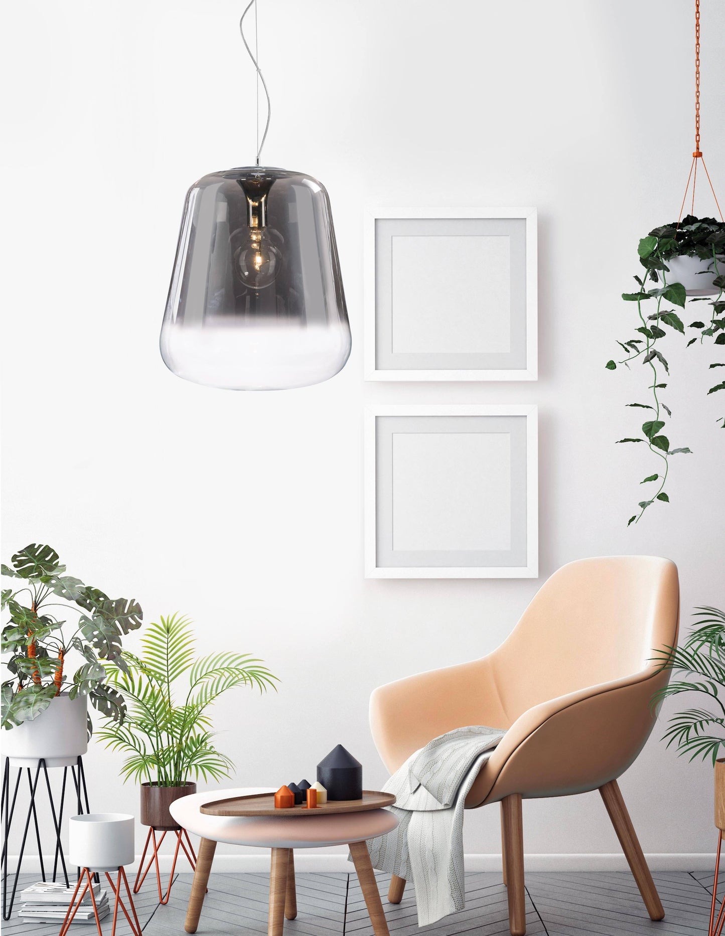 Verio Gradient Smoked Glass & Chrome Large Pendant 45cm - ID 6997