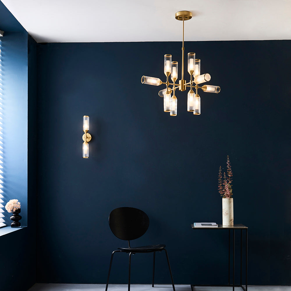 Frosted Glass & Satin Brass Six Lamp Semi-Flush Ceiling Light - ID 11000