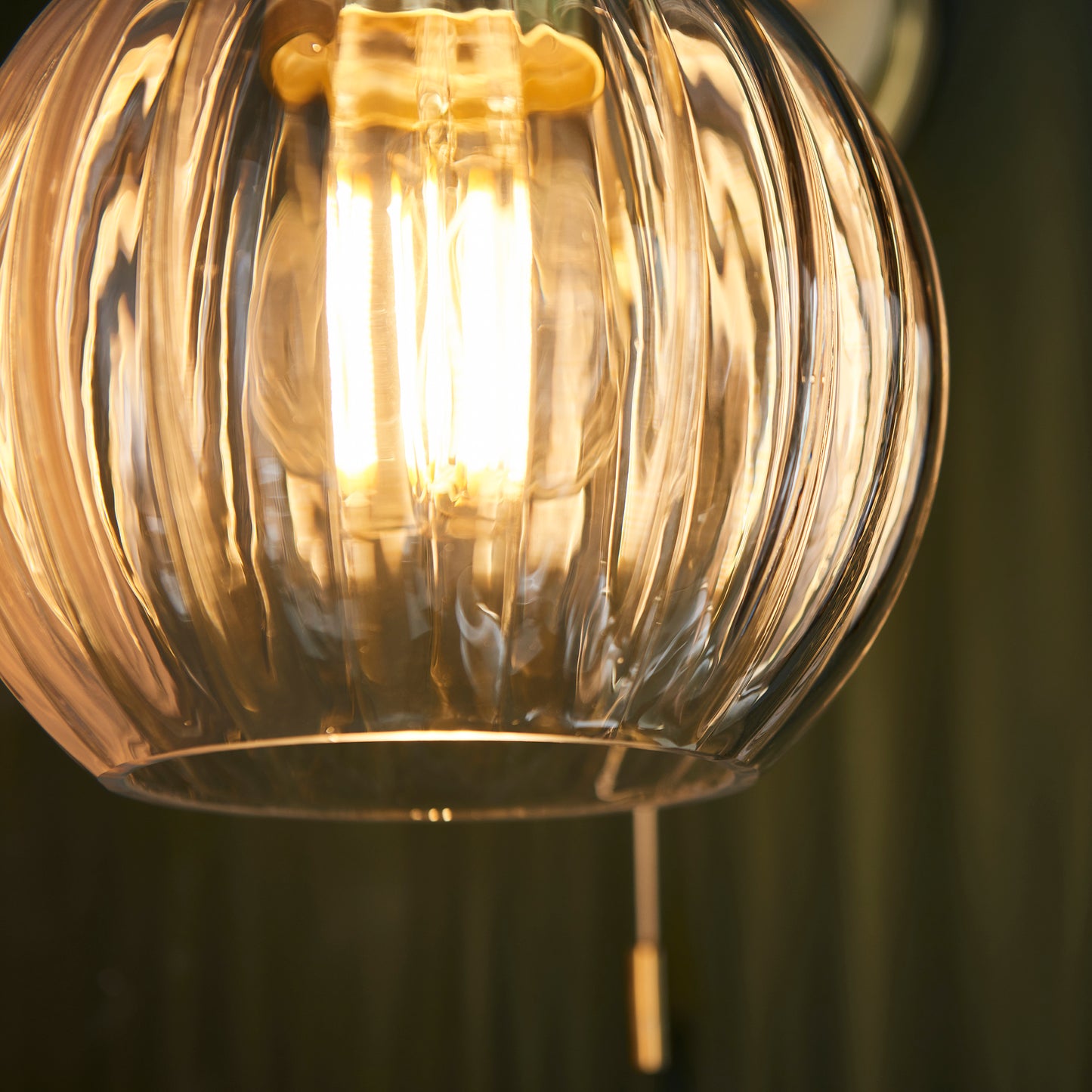 Satin Brass & Ribbed Glass Bathroom Wall Light - ID 11661