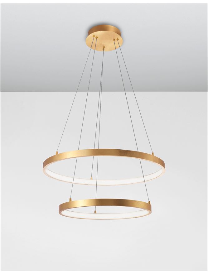 LEO Gold Leaf & Acrylic Twin Ring Adjustable Pendant - ID 10466