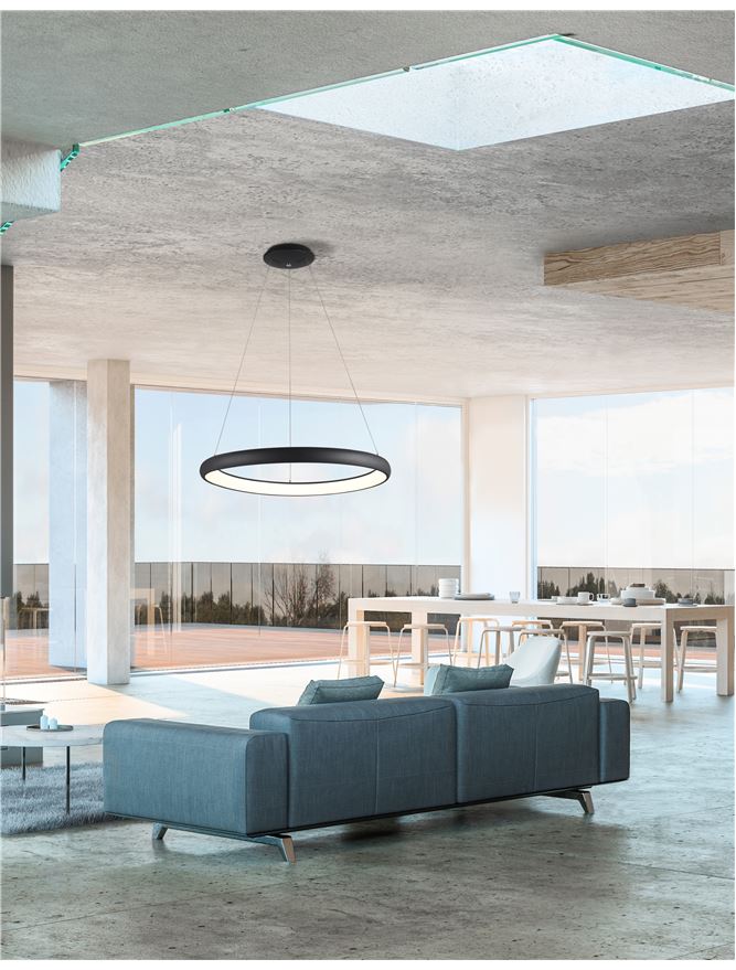 ALB Sandy Black Aluminium & Acrylic Dimmable Inner Light Ring Pendant Medium - ID 8966