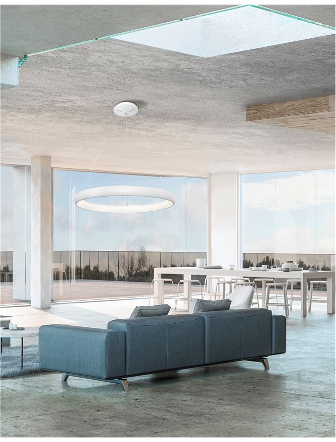 ALB Sandy White Aluminium & Acrylic Dimmable Inner Light Ring Pendant Large - ID 8768