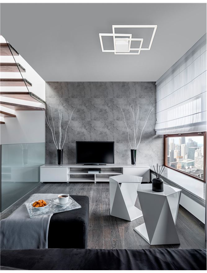 BIL White Aluminium & Acrylic Right Angle Medium Ceiling Light - ID 10577