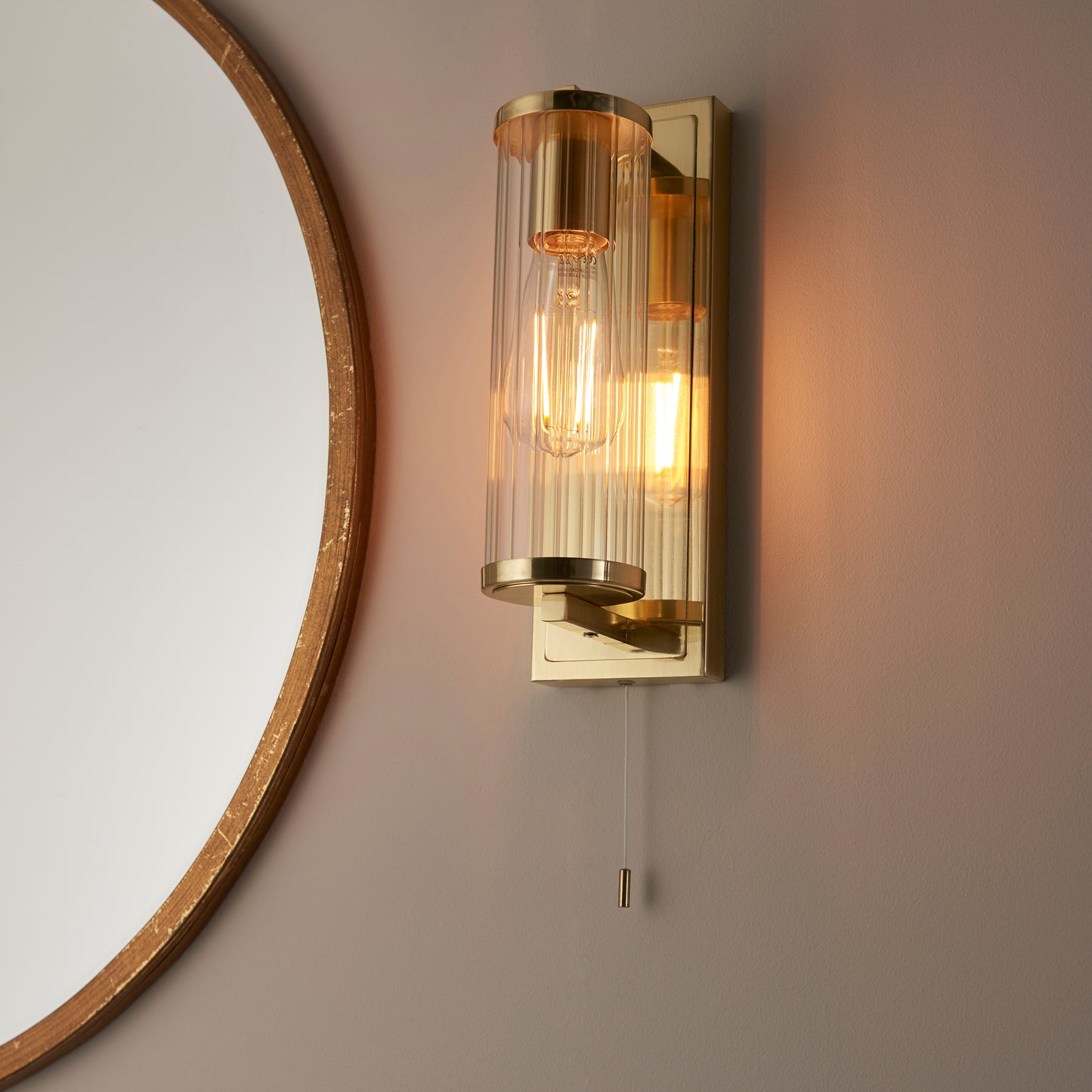 Cylinder Satin Brass Bathroom Wall Light - ID 11671