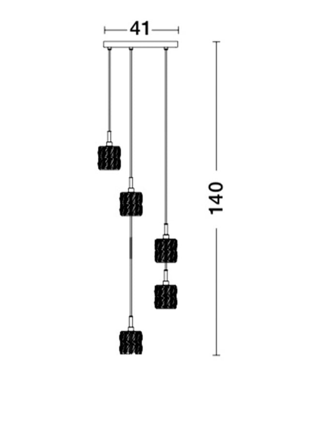 NIC Crystal & Chrome Aluminium 5 Light Multiple Drop Pendant - ID 10560