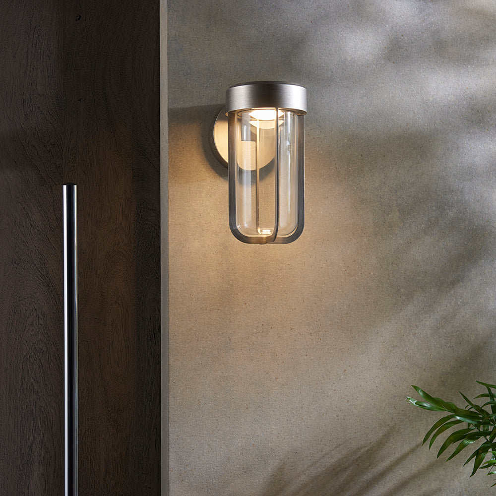 Die Cast IP44 LED Wall Light In Brushed Silver With Clear Glass - ID 11069 - LOW STOCK, PLEASE CALL