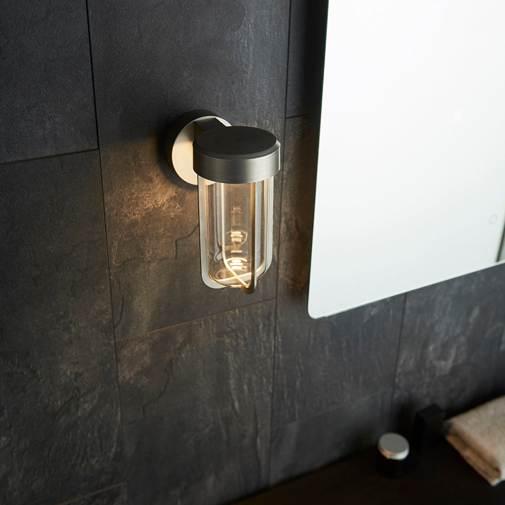 Die Cast IP44 LED Wall Light In Brushed Silver With Clear Glass - ID 11069 - LOW STOCK, PLEASE CALL